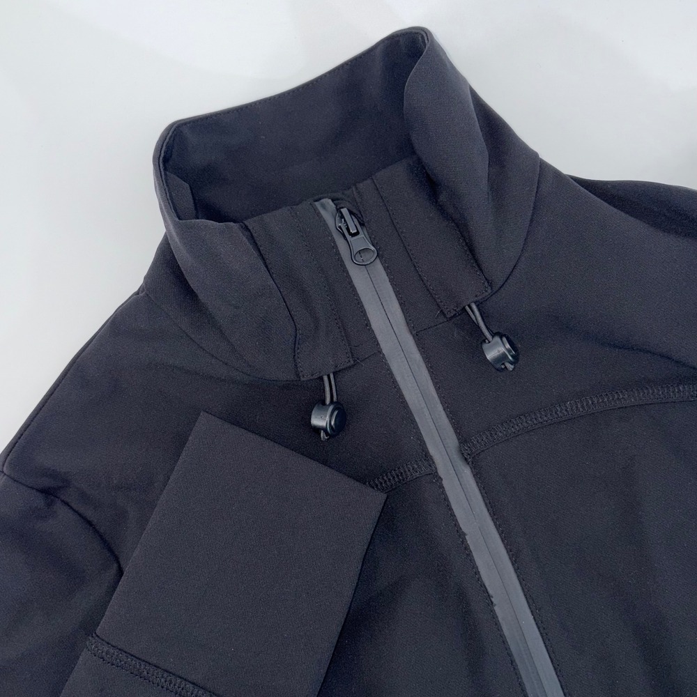 Zara Tech Crop Top Water Repellent Jacket Black Full Zip XS